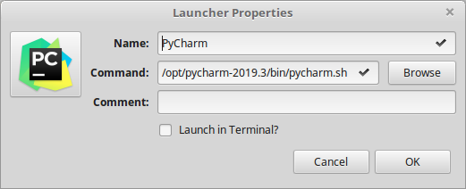 Добавление PyCharm в меню Linux Mint