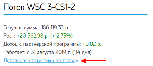 Ссылка на просмотр статистики по потоку